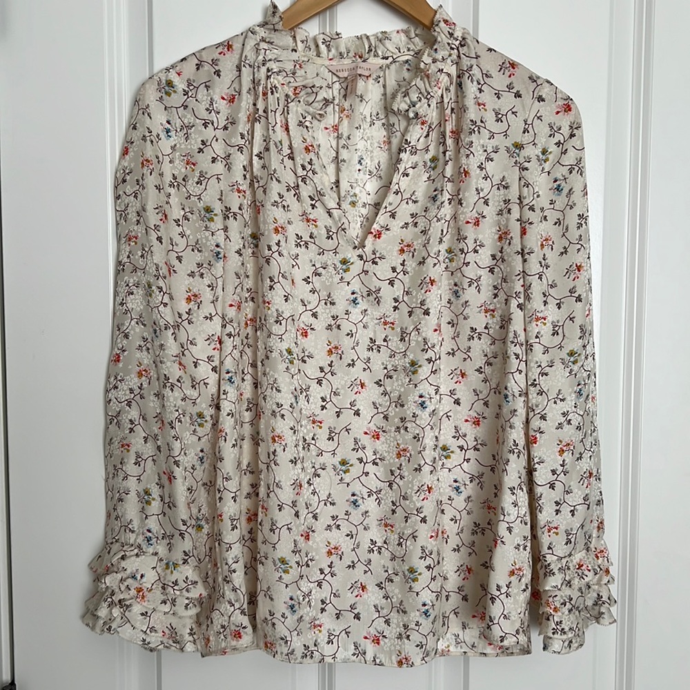 Cream floral silk Rebecca Taylor blouse